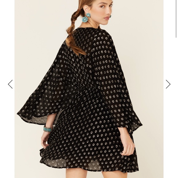 BAND OF GYPSIES BLACK METALLIC HEART MINI DRESS - Picture 5 of 11